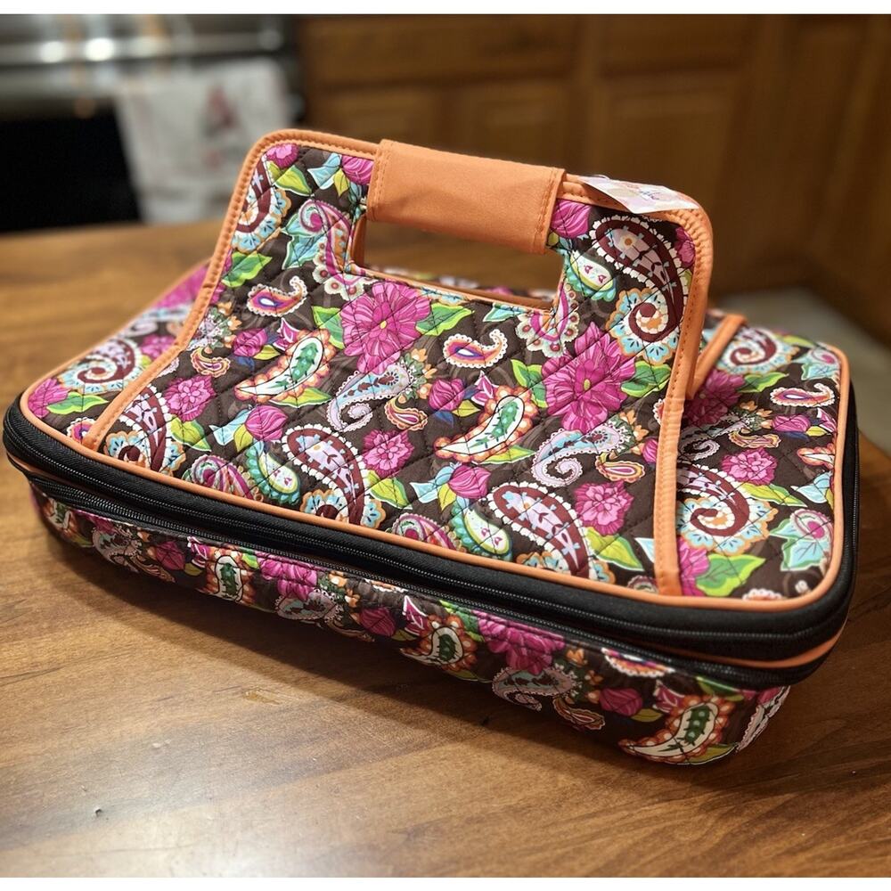 Rosen Blue QP801 Quilted Casserole Carrier Pink, Brown Paisley Thermal NWT NEW